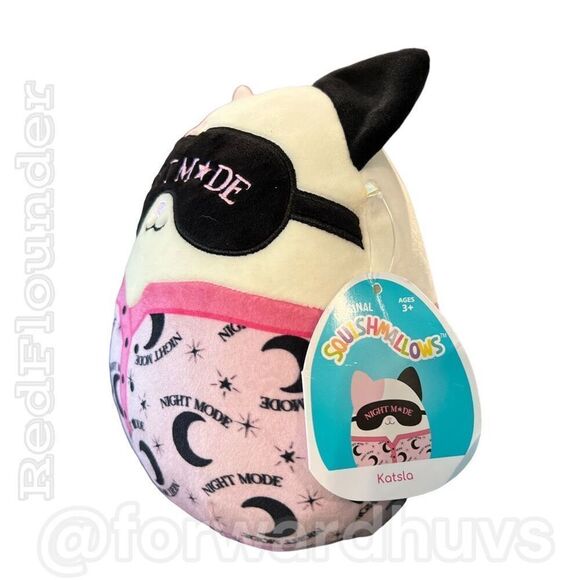 Squishmallows 8" KATSLA the Cat Pajama Series Night Mode Sleeping Mask - Picture 4 of 9